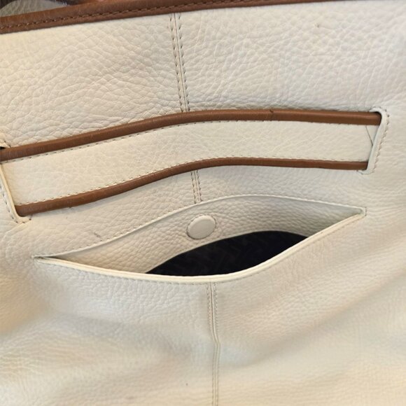 Cole Haan Leather Tote Bag Cream & Tan Trim - Picture 4 of 10